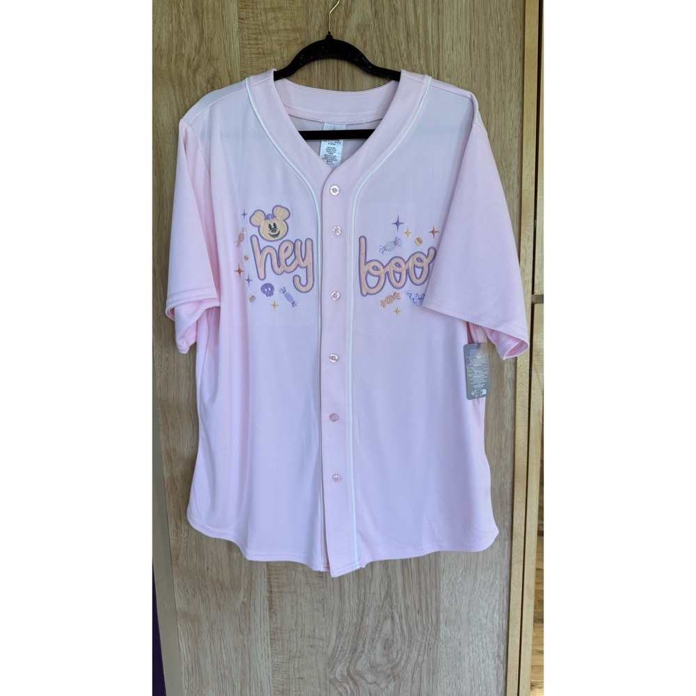 2026 Halloween Pink Hey Boo Baseball Jersey Mickey Pumpkin Ghost M NWT